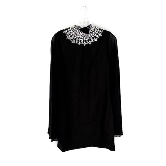 Mac Duggal Rhinestone High Neck Kimono Sleeve Cocktail Dress in Black – Size 4 - Picture 4 of 9